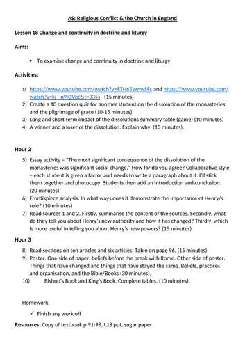 AQA Religious Conflict - Change and continuity in doctrine