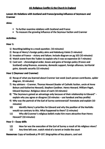 AQA Religious Conflict - Foreign influence and Growing influence of faction