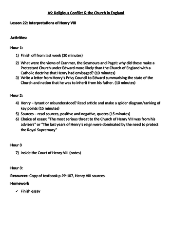 AQA Religious Conflict Interpretations of Henry VIII