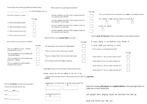 KS2 SATs Grammar, Punctuation and Spelling Question Mats | Teaching