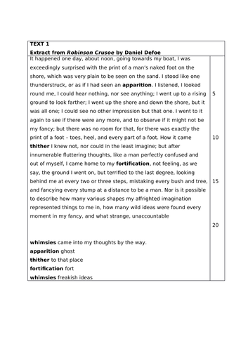 KS3 Edexcel style Language Paper 1 and 2 questions PowerPoint ...