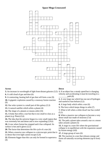 A3 Space Physics Crossword