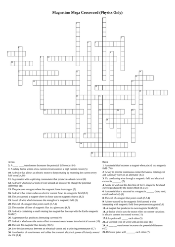 AQA Physics Magnetism Revision Crossword