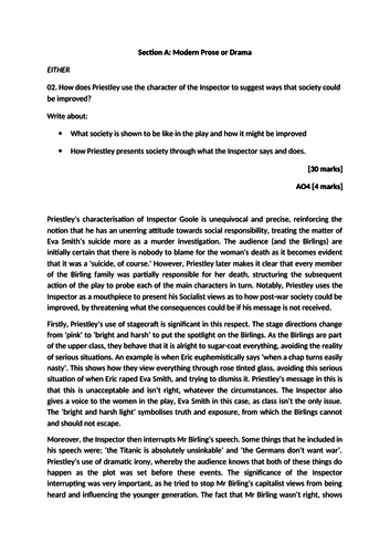 An inspector calls grade 9 essay image