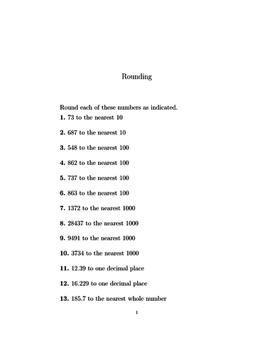 Rounding worksheet (with solutions) | Teaching Resources