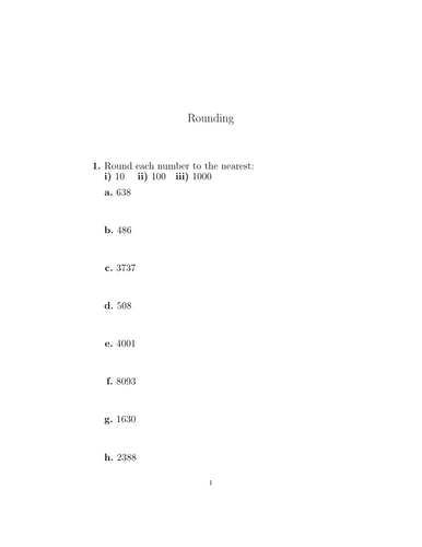 Rounding worksheet no 2 (with solutions) | Teaching Resources