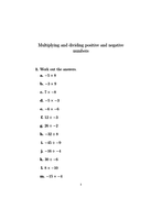 Multiplying and dividing positive and negative numbers worksheet no 2 ...