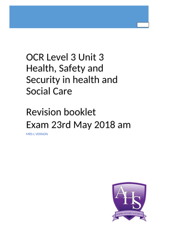 OCR Level 3 Cambridge Technicals 2016 Health and Social Care Unit 3 ...