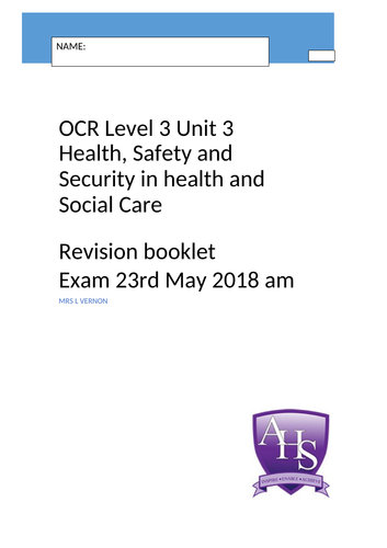 OCR Level 3 Cambridge Technicals 2016 Health and Social Care Unit 3 ...
