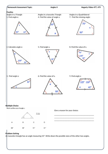 angles and triangles homework 4