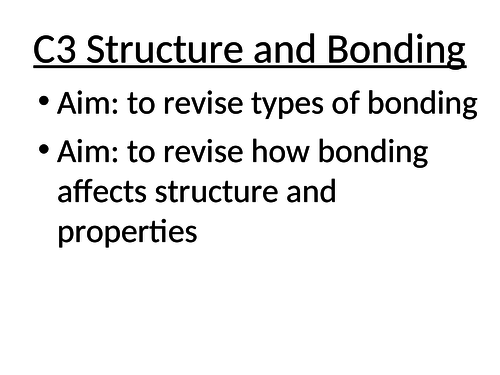 New 9-1 combined science chemistry content C3-bonding and structure