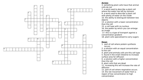AQA GCSE Biology (triple or combined) revision crosswords for paper 1