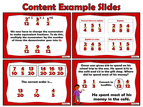 Comparing and Ordering Fractions Year 5 Teaching Resources