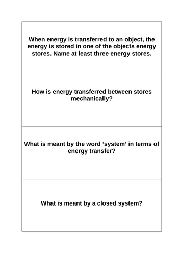 GCSE Trilogy P1 revision flash cards