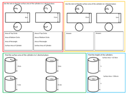 Surface Area of a Cylinder Worksheet | Teaching Resources