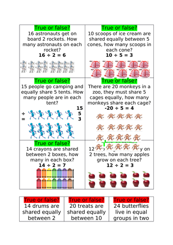 Division true or false cards