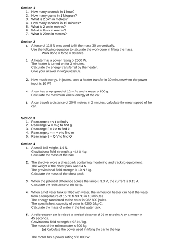 GCSE Physics rearranging equations differentiated lesson | Teaching ...