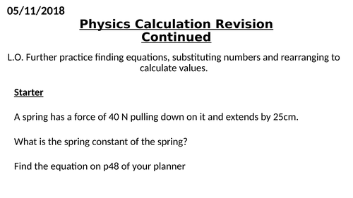 GCSE Physics rearranging equations differentiated lesson | Teaching ...