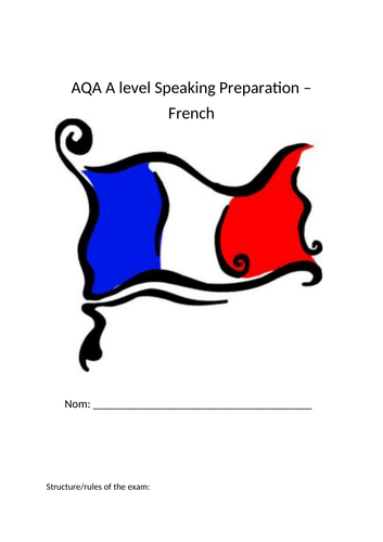 a-level-french-speaking-revision-booklet-teaching-resources
