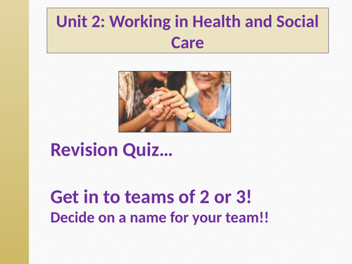 BTEC Level 3 Unit 2 Working in Health and Social Care EXAM Revision ...