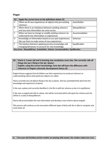 BTEC Level 3 Health and Social Care exam style questions Piaget