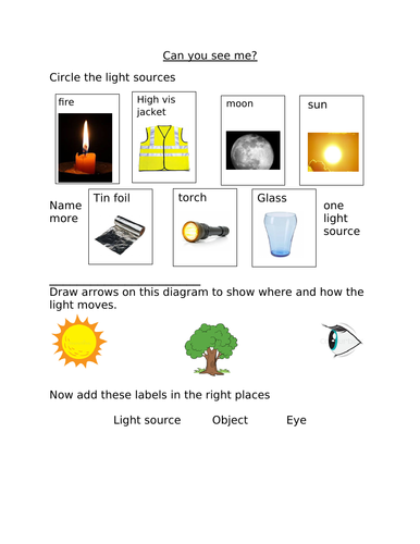 Assessment for the light and shadows science topic