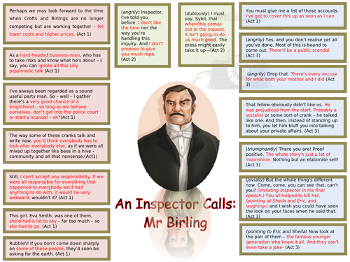 An Inspector Call 6 A3 Printable Key Quotation Revision Posters Gcse Literature Teaching Resources