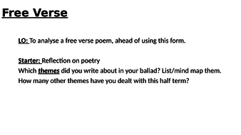 Free Verse Poetry Teaching Resources