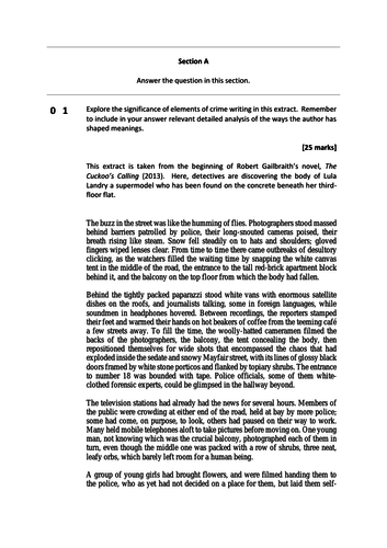 AQA English Literature B - Exam Paper template (Paper 2) + Section A ...