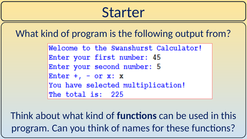 Python Calculator - Using Subroutines / Functions | Teaching Resources