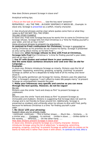 Analytical Writing - Scrooge's Presentation in Stave One of A Christmas ...