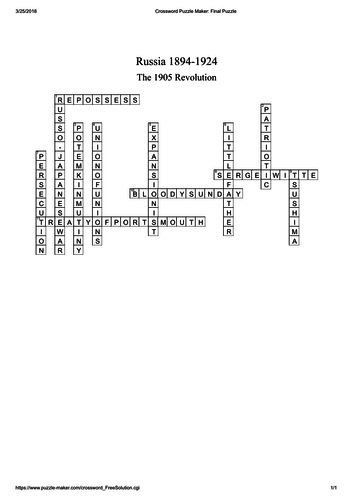 Edexcel: 2.2c Russia: Revision: Opposition to Tsarism