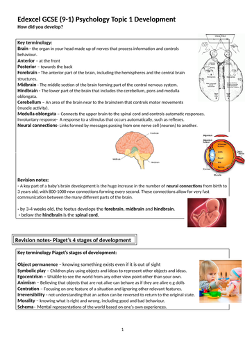 Edexcel 9-1 GCSE Psychology Topic 1 revision guide