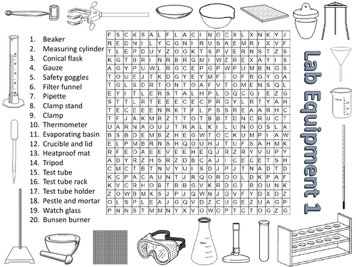 Lab equipment word search Teaching Resources