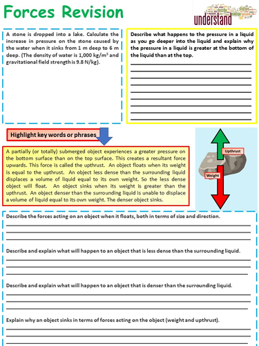 Aqa 1 9 Gcse Physics Science Forces Revision Workbook Teaching Resources 7934