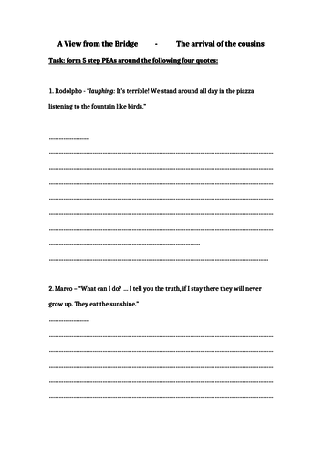 A View from the Bridge Worksheets | Teaching Resources