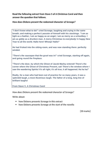 A Christmas Carol Exam Preparation Resources | Teaching Resources