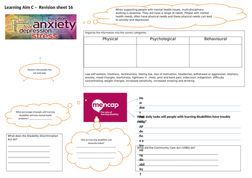 BTEC Level 3 Unit 2 Health and Social Care Learning Aim C - 3 revision ...