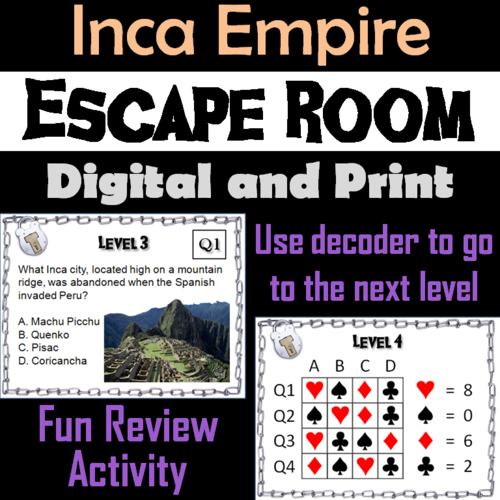 Inca Empire: Escape Room - Social Studies