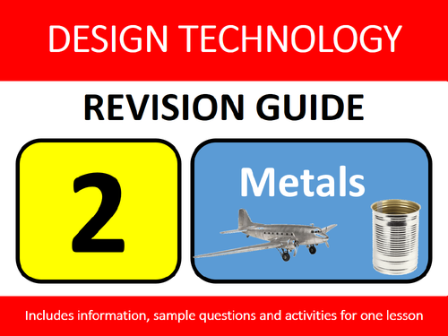 GCSE Design Resistant Materials Revision Lesson #2: Metals Study Guide & Exam Questions