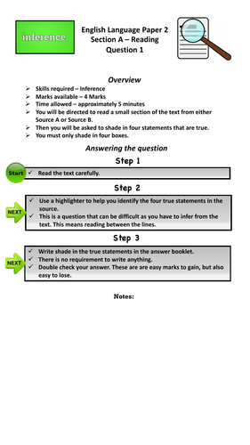 AQA ENGLISH LANGUAGE PAPER 2 REVISION CHECKLIST QUESTIONS 1 AND 2