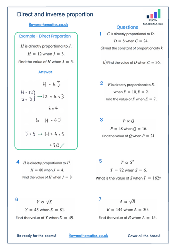 Direct and inverse proportion online test picture