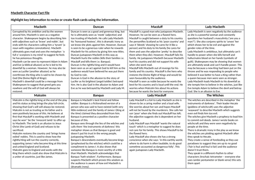 Macbeth Character Fact File