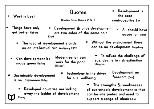 A2 World Development I Key Quotes