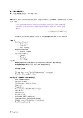 A Level Geography I Chapter 4: Hazards  Revision Notes