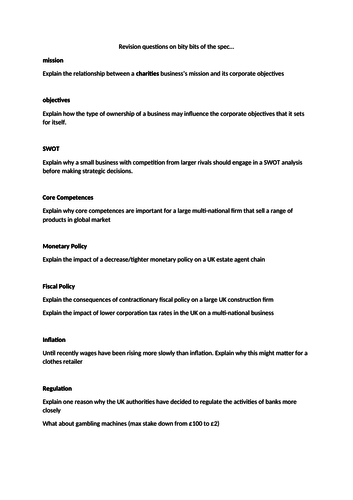 6 pages Short Answer Questions (with contexts) on bits that can catch students out Yr2/Alevel AQA 