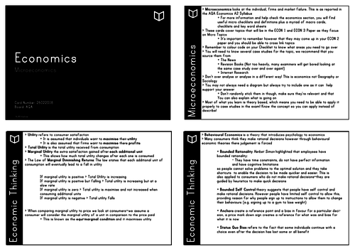 A Level Economics I Microeconomics Revision Cards