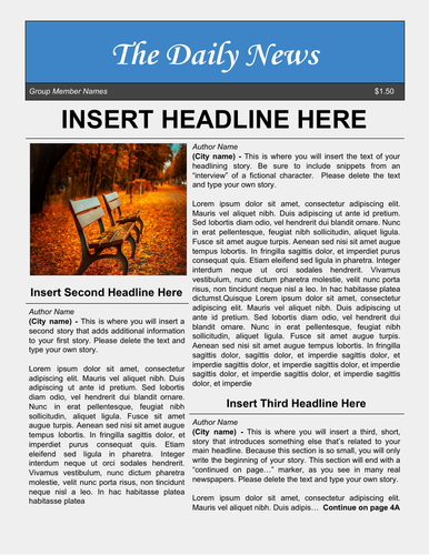Newspaper Template For Google Docs Teaching Resources
