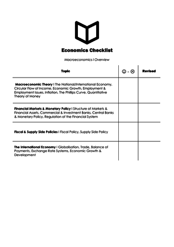 A Level Economics I Macroeconomic Checklist