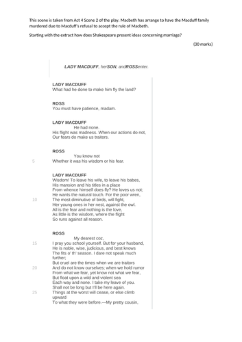 macbeth gcse essay questions edexcel